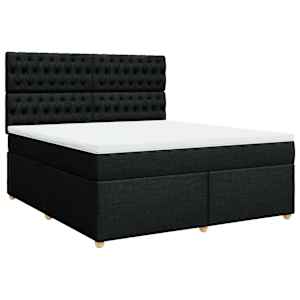 Box spring postel s matrací černá 180x200 cm textil - obrázek 2