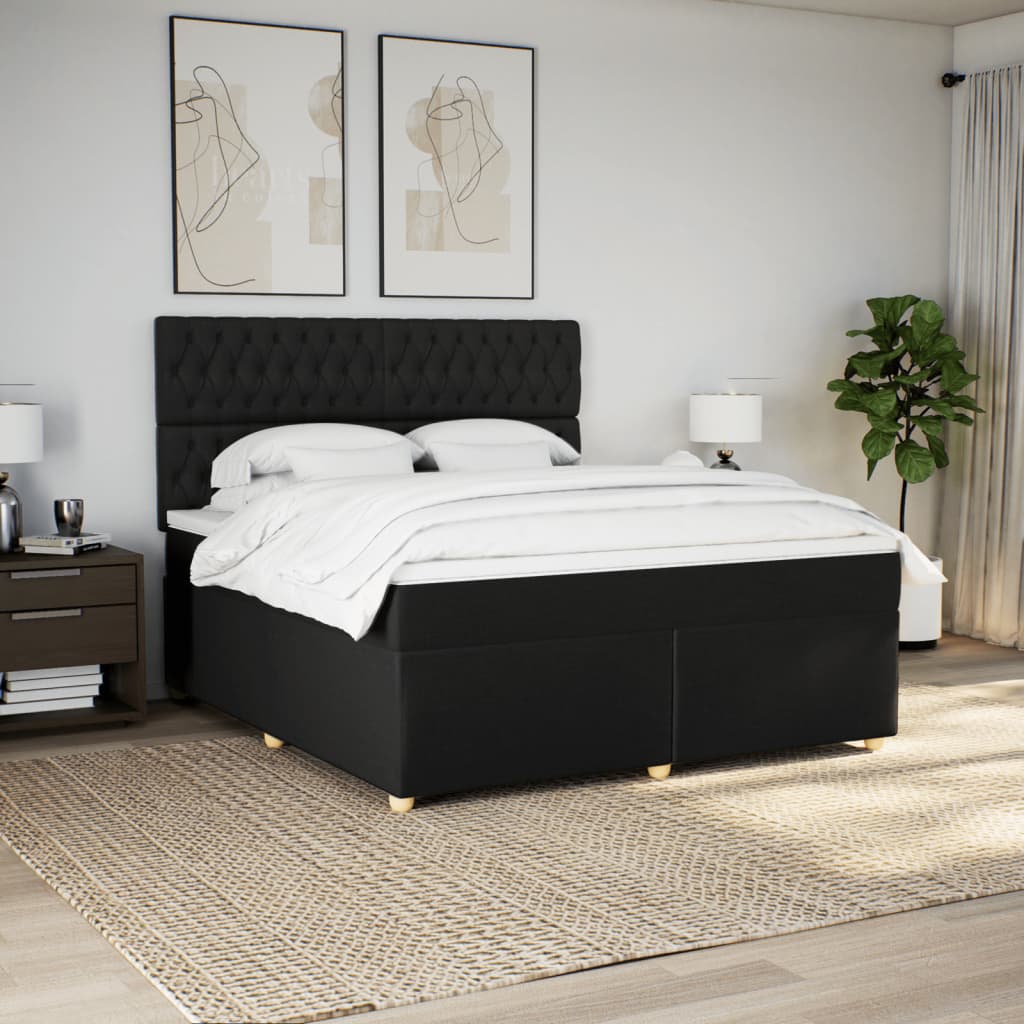 vidaXL Boxspring met matras stof zwart 180x200 cm afbeelding
