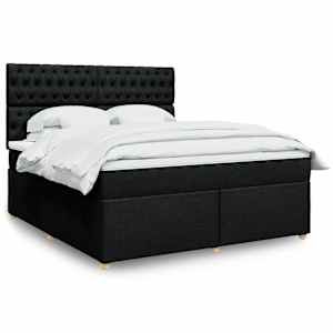 Box spring postel s matrací černá 180x200 cm textil - obrázek 1