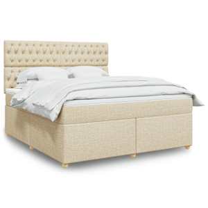 Box spring postel s matrací krémová 180x200 cm textil - obrázek 1