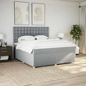 Box spring postel s matrací světle šedá 180 x 200 cm textil - obrázek 3