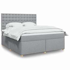 Box spring postel s matrací světle šedá 180 x 200 cm textil - obrázek 1