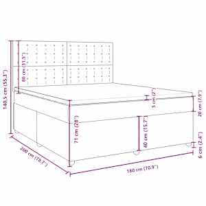 Box spring postel s matrací tmavě šedá 180x200 cm textil - obrázek 13