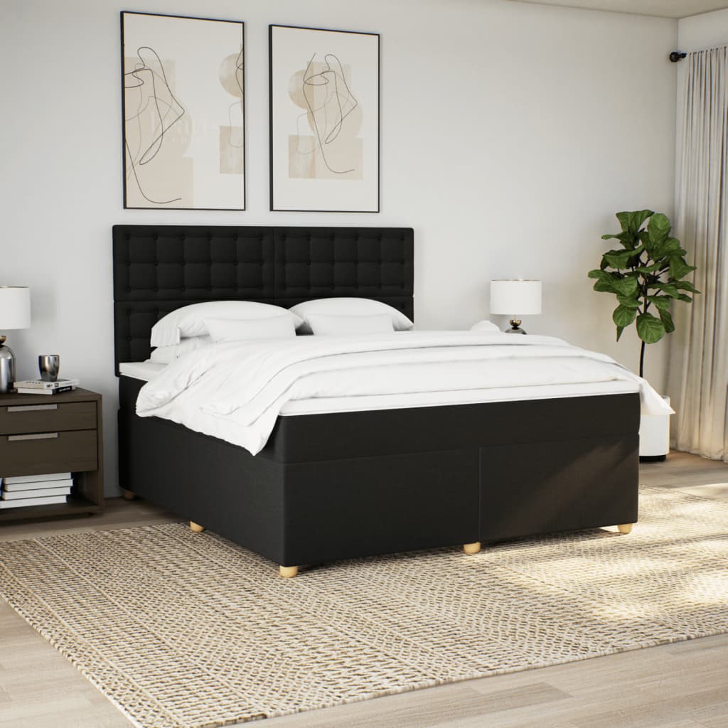 vidaXL Boxspring met matras stof zwart 180x200 cm afbeelding