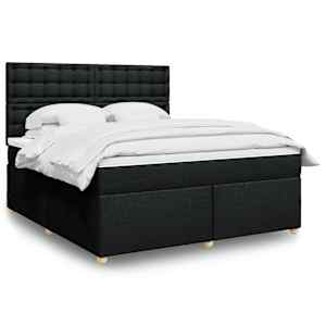 Box spring postel s matrací černá 180x200 cm textil - obrázek 1
