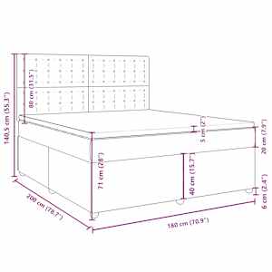Box spring postel s matrací tmavě hnědá 180x200 cm textil - obrázek 13