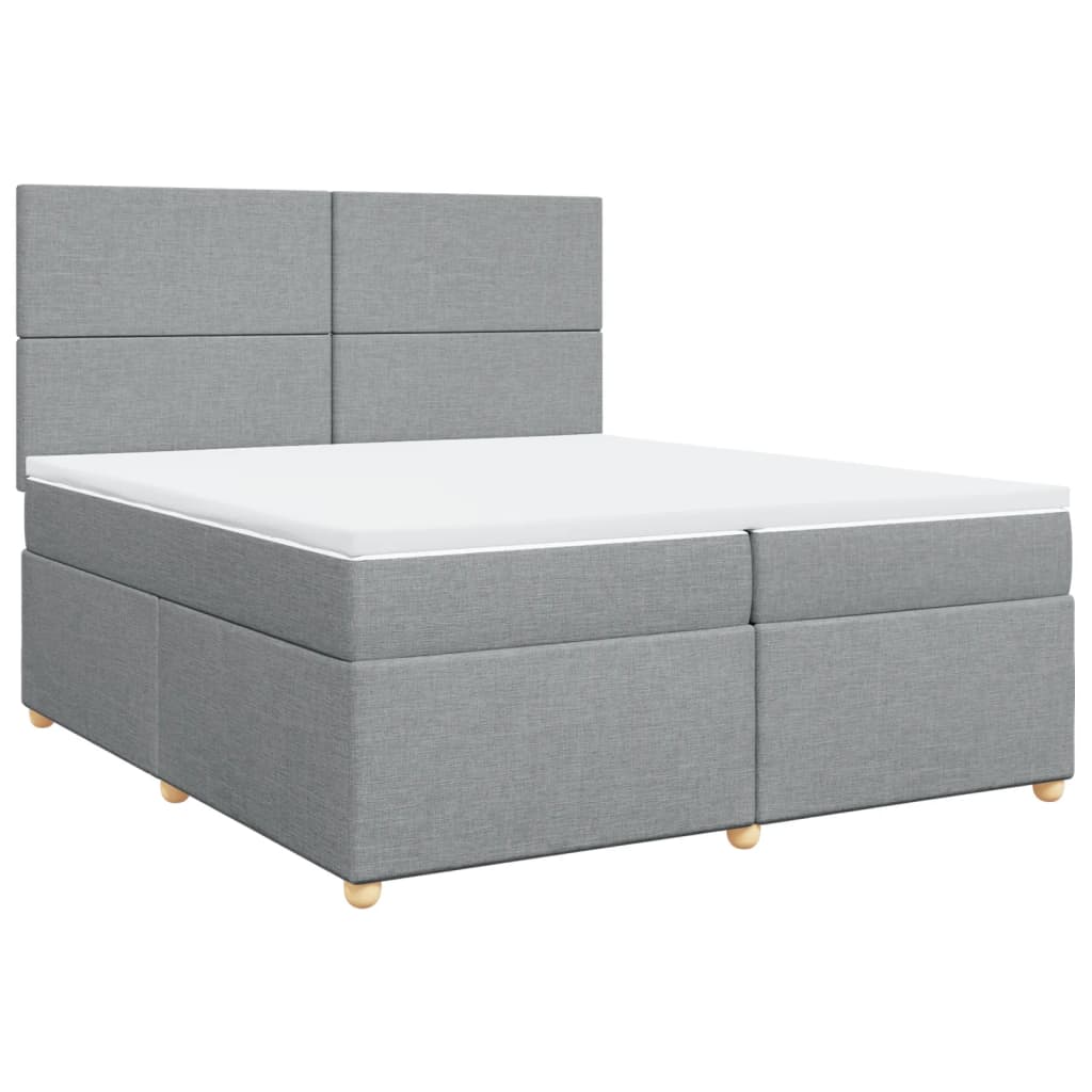 vidaXL Boxspring met matras stof lichtgrijs 200x200 cm grijs, foto 3