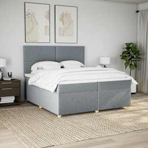Box spring postel s matrací světle šedá 200 x 200 cm textil - obrázek 3