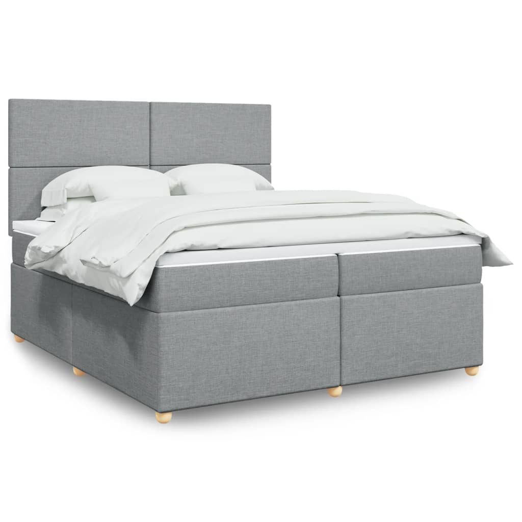 Boxspringbett mit Matratze Hellgrau 200×200 cm Stoff