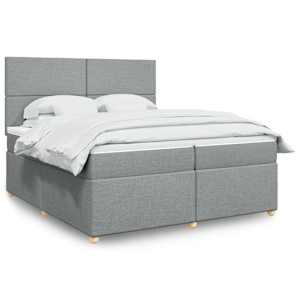 Box spring postel s matrací světle šedá 200 x 200 cm textil - obrázek 1