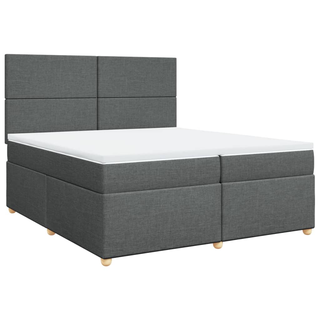 vidaXL Pat box spring cu saltea, gri închis, 200x200 cm, textil