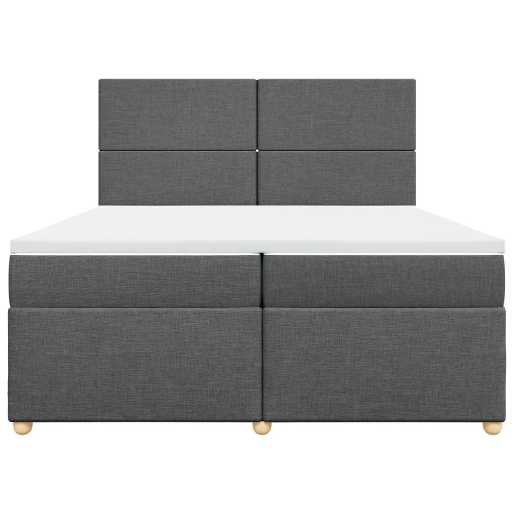 vidaXL Boxspring met matras stof donkergrijs 200x200 cm grijs, foto 4
