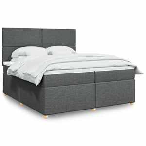 Box spring postel s matrací tmavě šedá 200x200 cm textil - obrázek 1