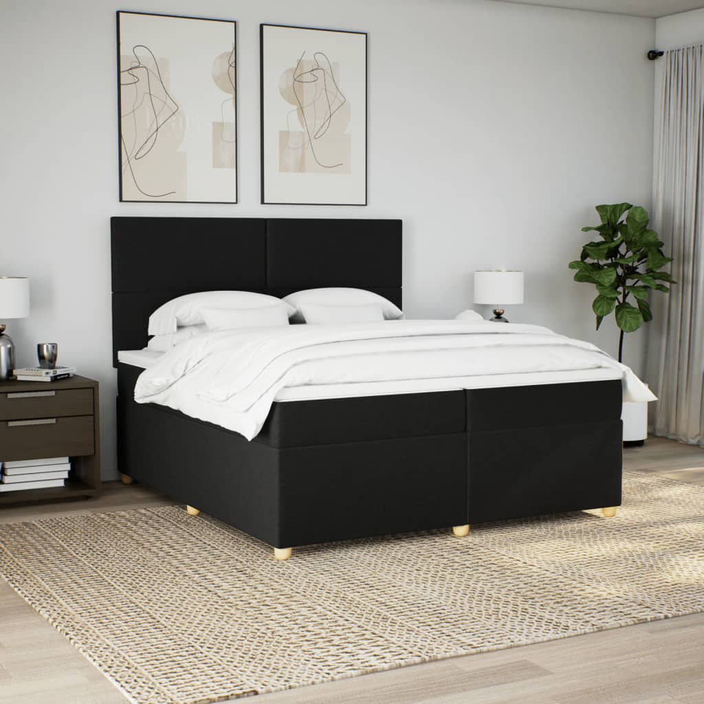 vidaXL Boxspring met matras stof zwart 200x200 cm, foto 2