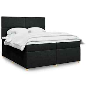 Box spring postel s matrací černá 200x200 cm textil - obrázek 1