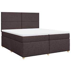 Box spring postel s matrací tmavě hnědá 200x200 cm textil - obrázek 2