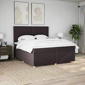 Box spring postel s matrací tmavě hnědá 200x200 cm textil - obrázek 3