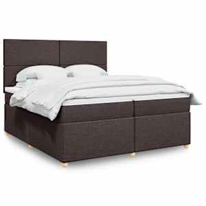 Box spring postel s matrací tmavě hnědá 200x200 cm textil - obrázek 1