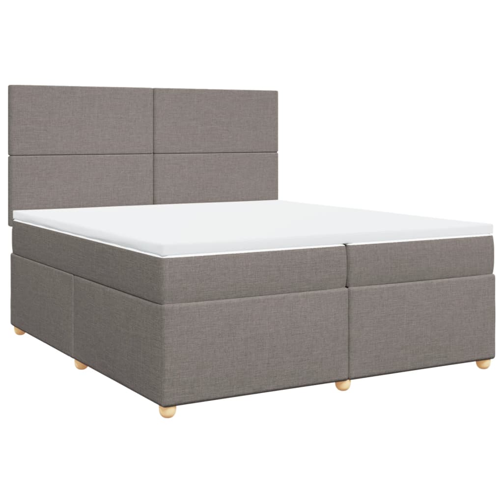 vidaXL Box spring postelja z vzmetnico taupe 200x200 cm blago