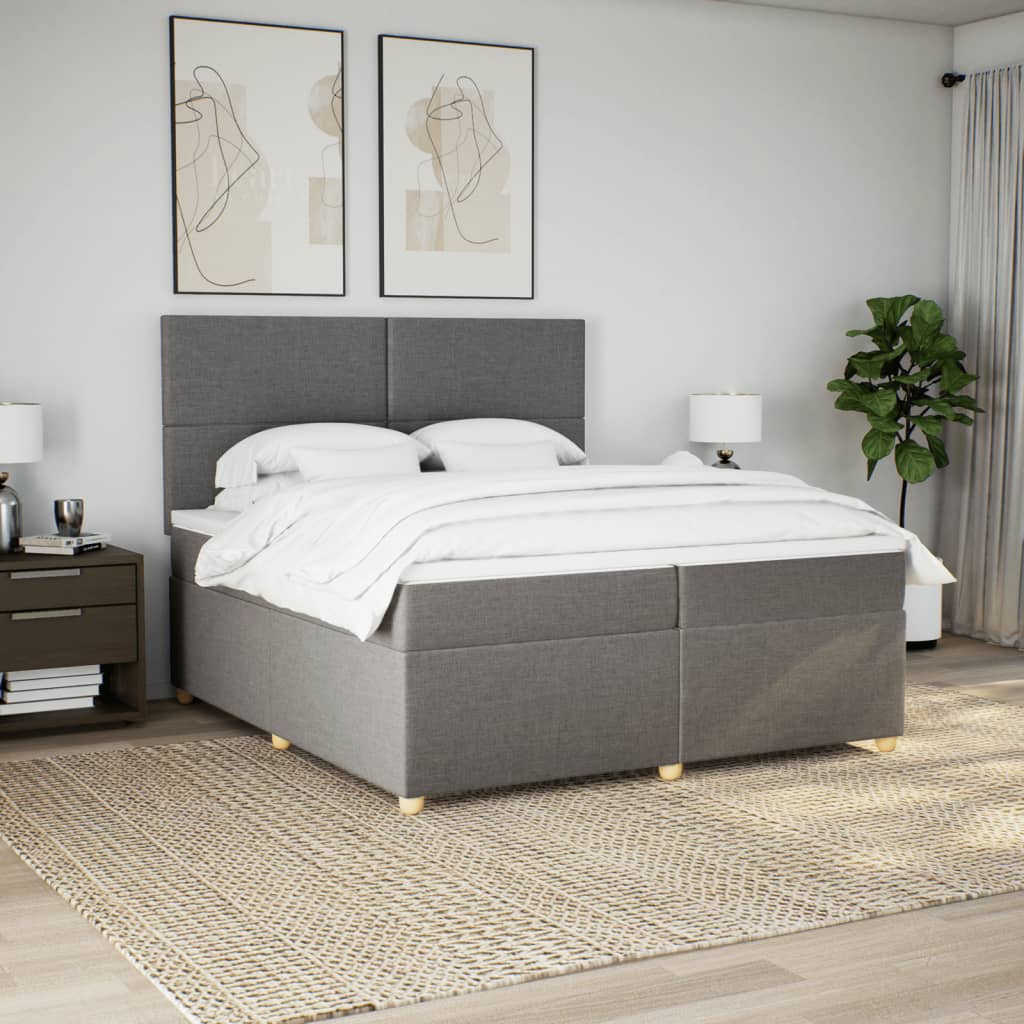 vidaXL Boxspring met matras stof taupe 200x200 cm, foto 2