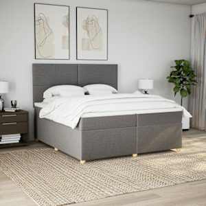 Box spring postel s matrací taupe 200x200 cm textil - obrázek 3