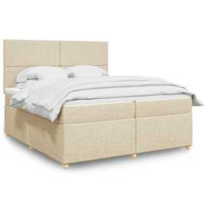 Box spring postel s matrací krémová 200x200 cm textil - obrázek 1