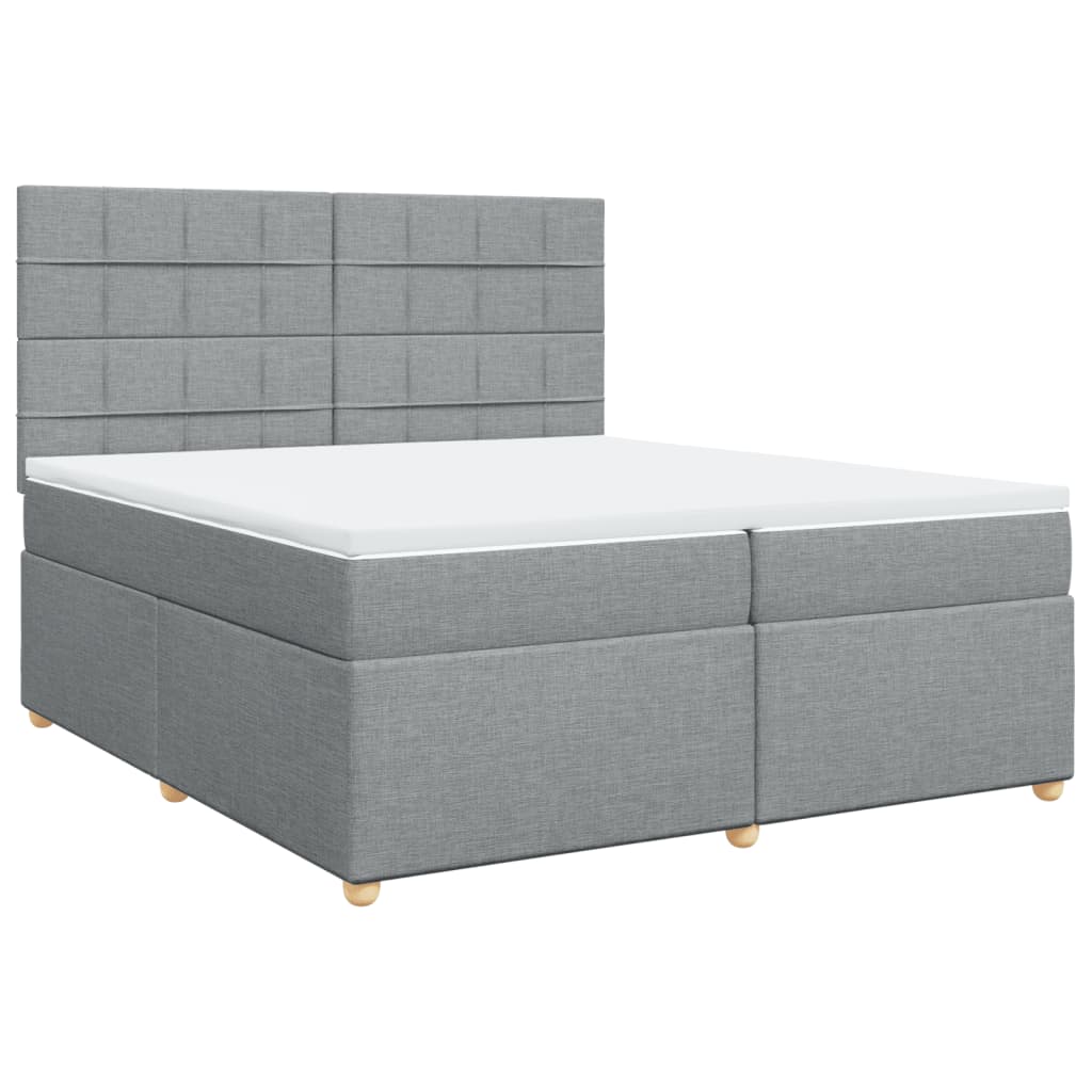 vidaXL Boxspring met matras stof lichtgrijs 200x200 cm grijs, foto 3
