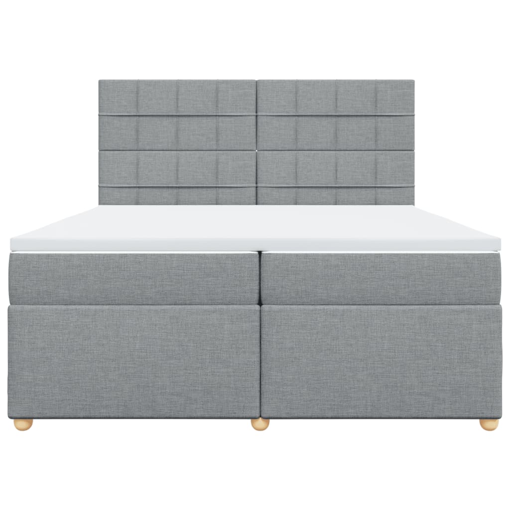 vidaXL Boxspring met matras stof lichtgrijs 200x200 cm grijs, foto 4
