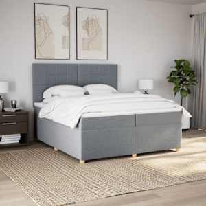 Box spring postel s matrací světle šedá 200 x 200 cm textil - obrázek 3