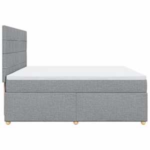 Box spring postel s matrací světle šedá 200 x 200 cm textil - obrázek 5