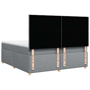 Box spring postel s matrací světle šedá 200 x 200 cm textil - obrázek 6