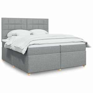 Box spring postel s matrací světle šedá 200 x 200 cm textil - obrázek 1