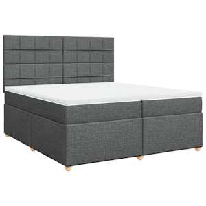 Box spring postel s matrací tmavě šedá 200x200 cm textil - obrázek 2