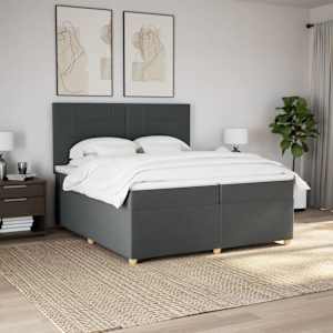 Box spring postel s matrací tmavě šedá 200x200 cm textil - obrázek 3