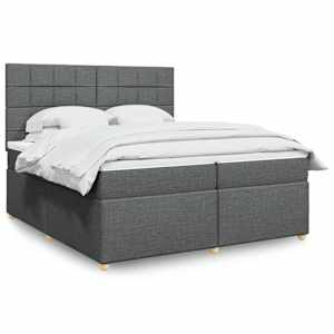 Box spring postel s matrací tmavě šedá 200x200 cm textil - obrázek 1