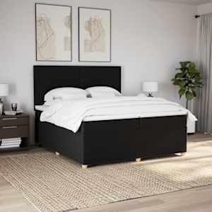 Box spring postel s matrací černá 200x200 cm textil - obrázek 3