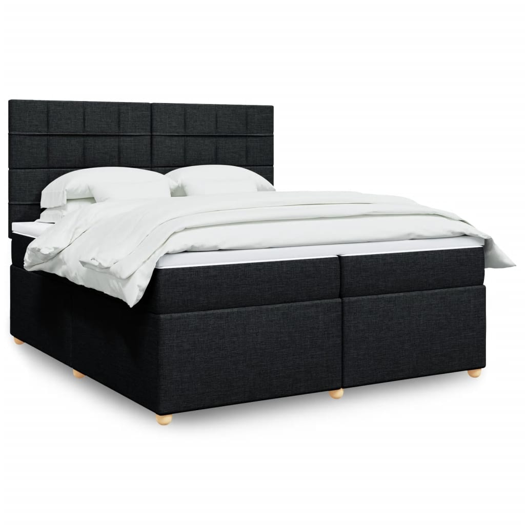 Boxspringbett mit Matratze Schwarz 200×200 cm Stoff