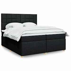 Box spring postel s matrací černá 200x200 cm textil - obrázek 1