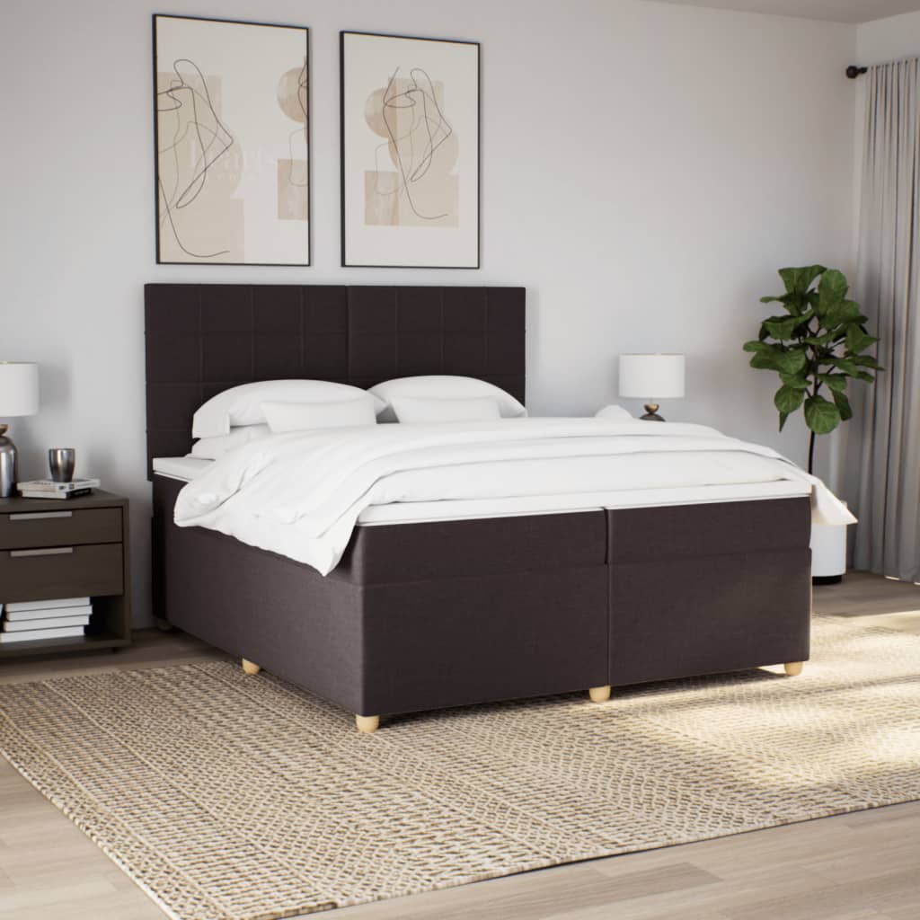 vidaXL Boxspring met matras stof donkerbruin 200x200 cm afbeelding