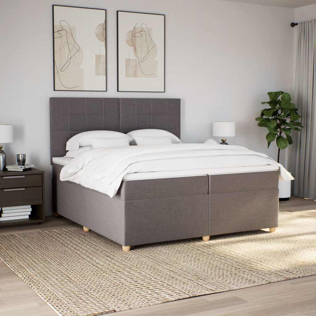 vidaXL Boxspring met matras stof taupe 200x200 cm, foto 2