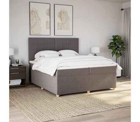 vidaXL Pat box spring cu saltea, gri taupe, 200x200 cm, textil