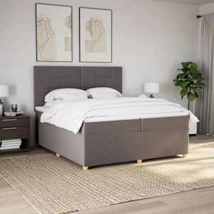 Box spring postel s matrací taupe 200x200 cm textil - obrázek 3