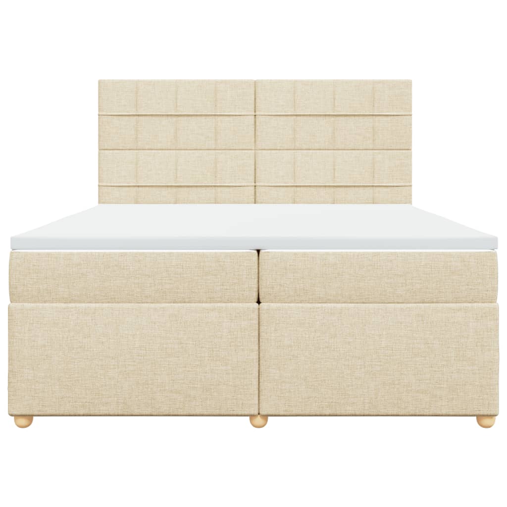 vidaXL Boxspring met matras stof crèmekleurig 200x200 cm, foto 4