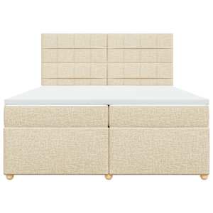 Box spring postel s matrací krémová 200x200 cm textil - obrázek 4