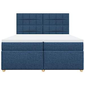 Box spring postel s matrací modrá 200x200 cm textil - obrázek 4