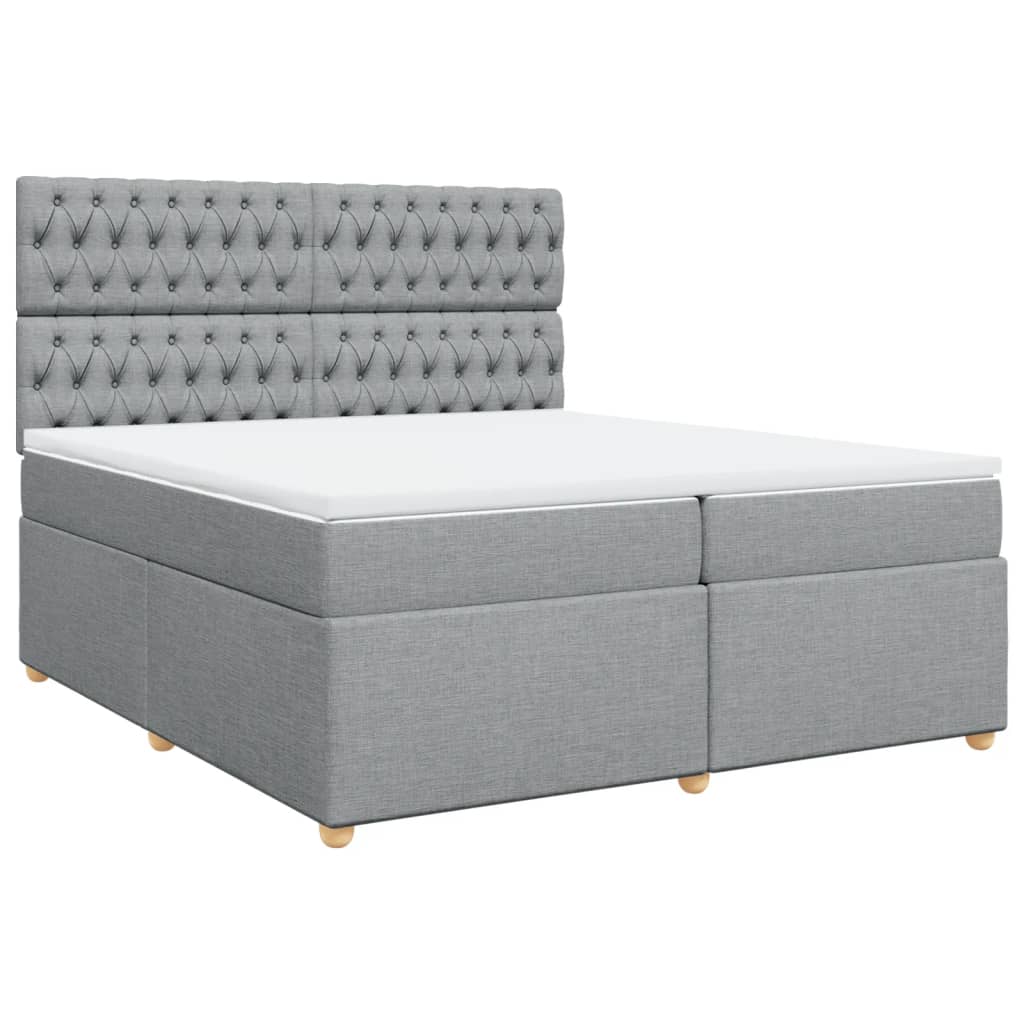vidaXL Boxspring met matras stof lichtgrijs 200x200 cm grijs, foto 3