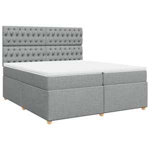 Box spring postel s matrací světle šedá 200 x 200 cm textil - obrázek 2