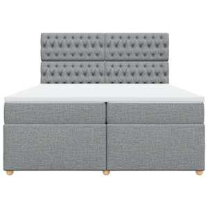 Box spring postel s matrací světle šedá 200 x 200 cm textil - obrázek 4