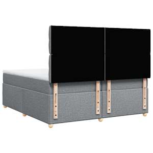 Box spring postel s matrací světle šedá 200 x 200 cm textil - obrázek 6