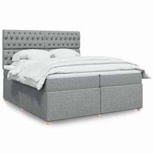 Box spring postel s matrací světle šedá 200 x 200 cm textil - obrázek 1